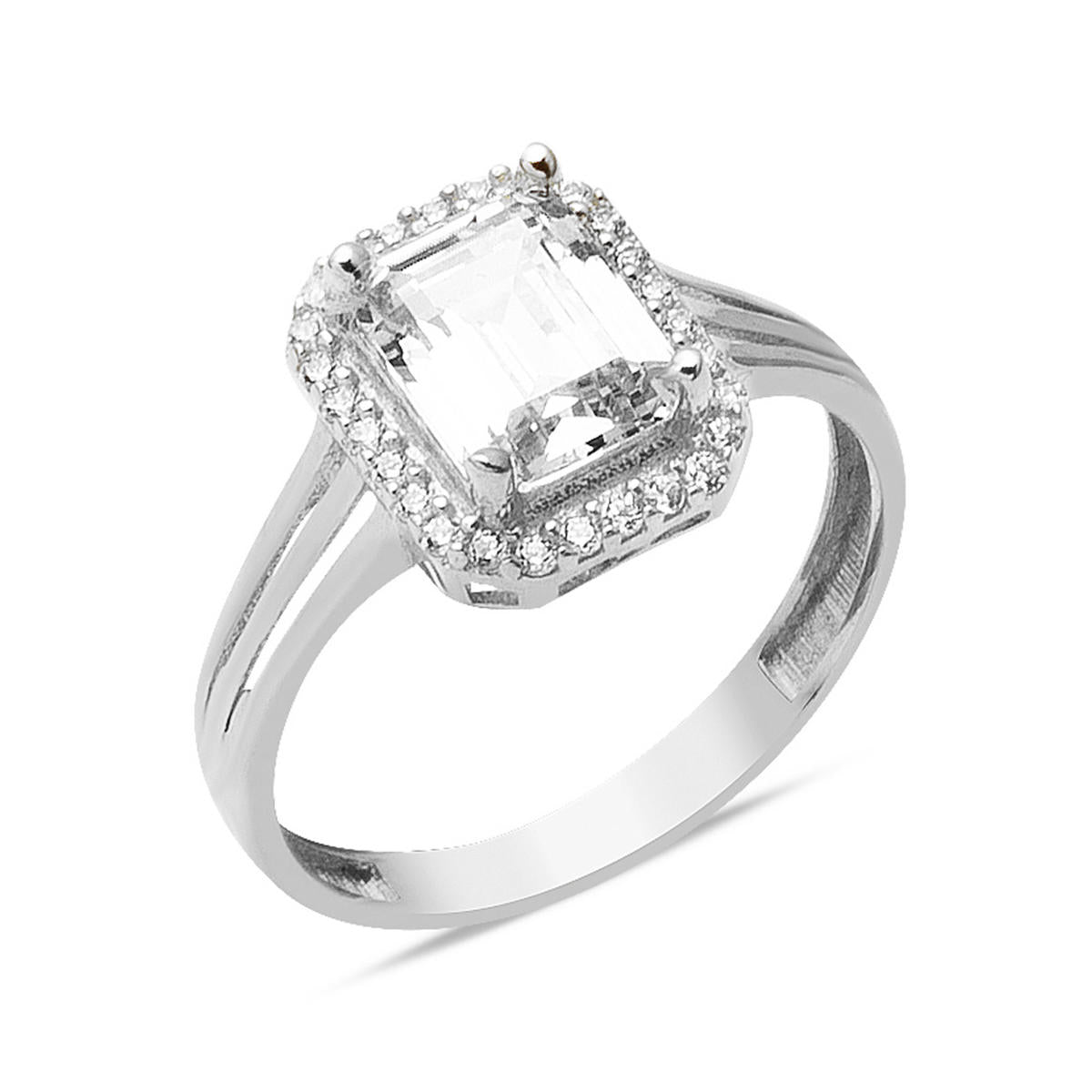 14 Karat White Gold Baguette Ring