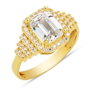 14 Karat Gold Baguette with Stones Ring