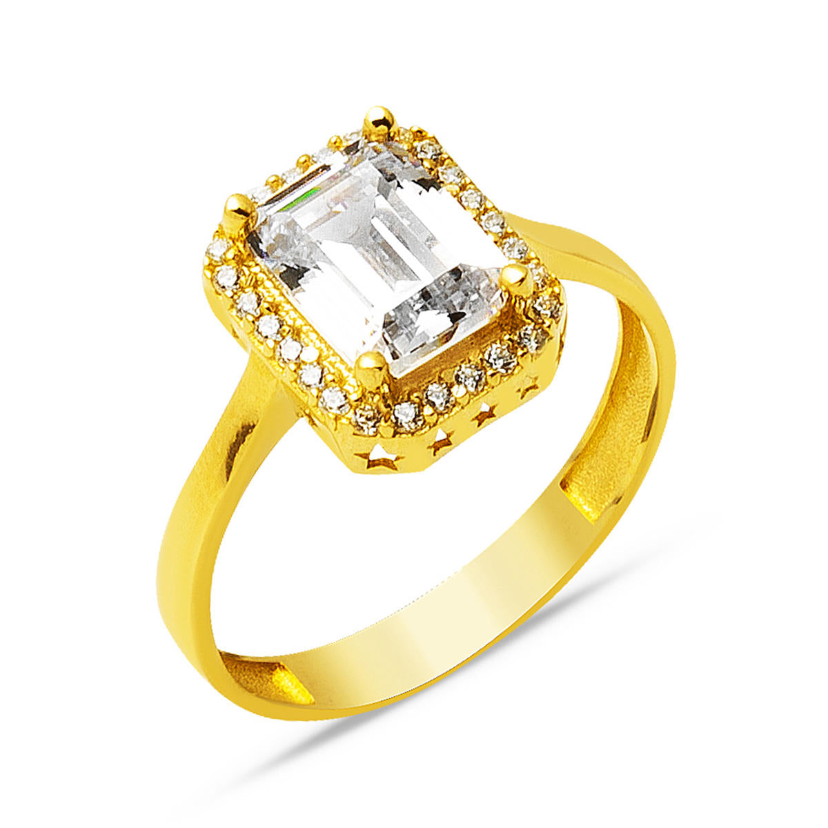 14 Carats Or Baguette avec Pierres Bague