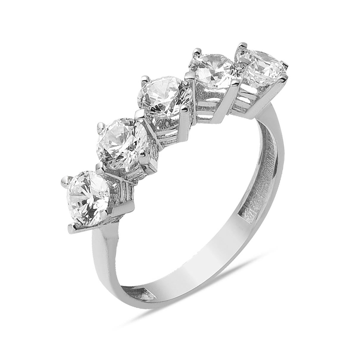 14 Karat White Gold Five-Stone Ring