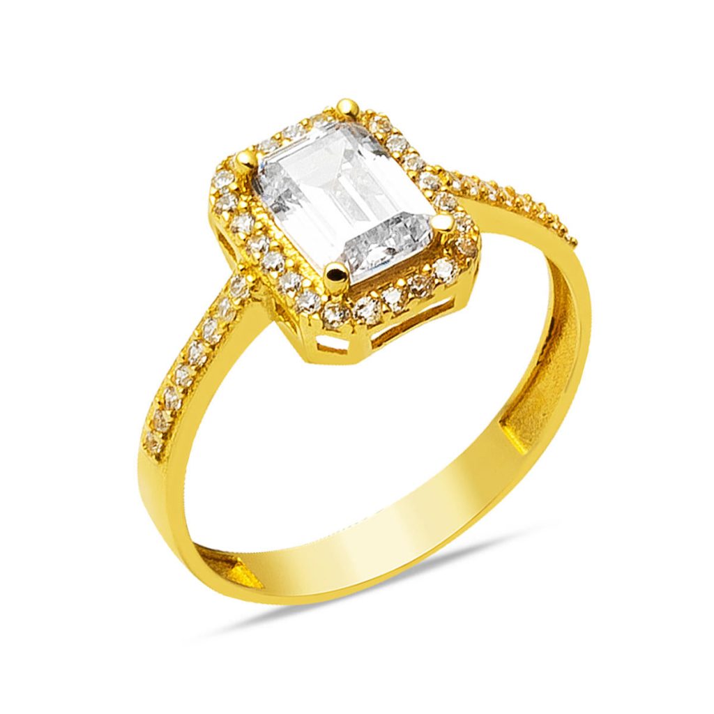 14 Karat Gold Baguette with Stones Ring