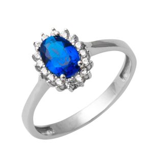 Blue with Stones 14 Karat Gold Ring