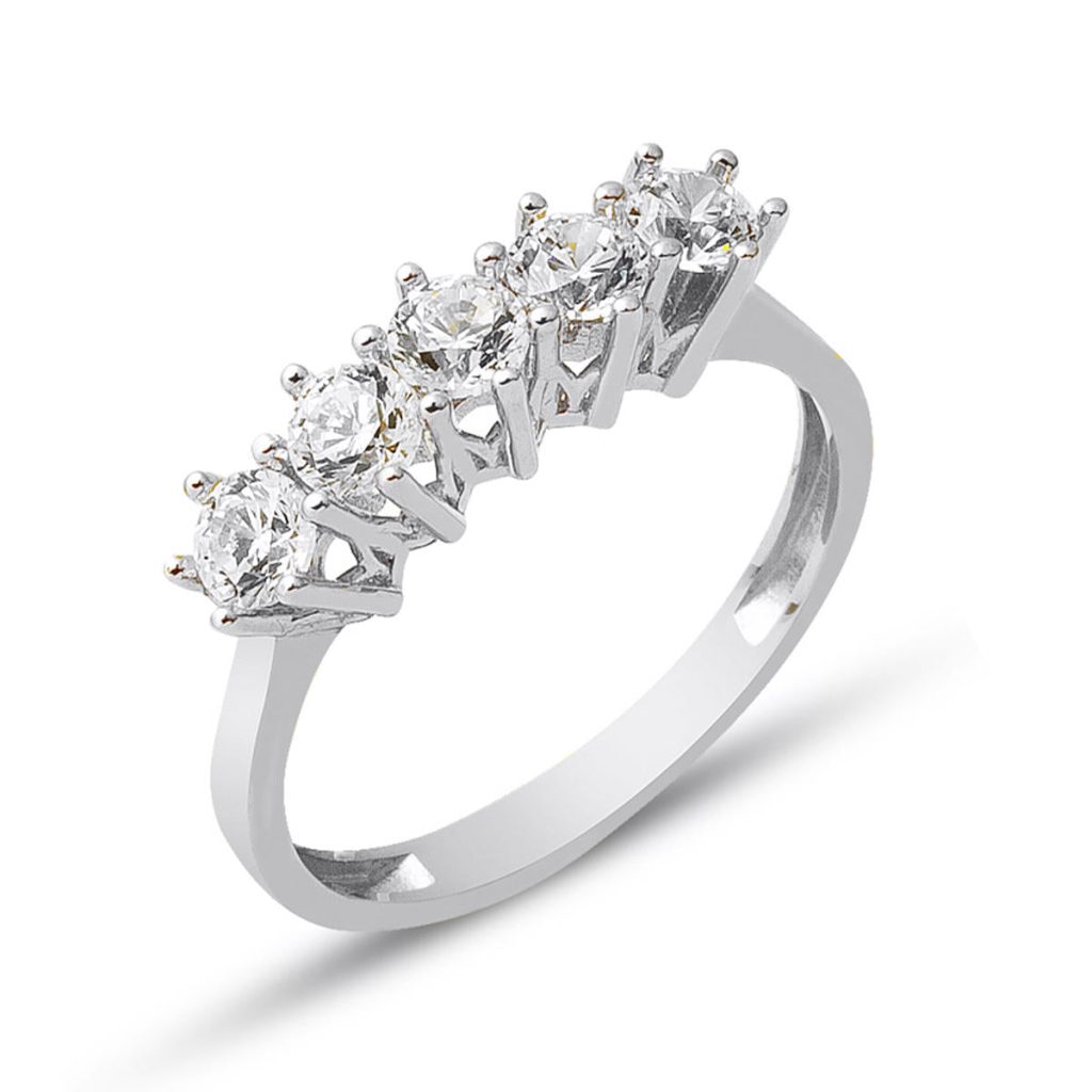 14 Karat White Gold Five-Stone Ring