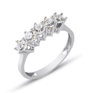 14 Karat White Gold Five-Stone Ring