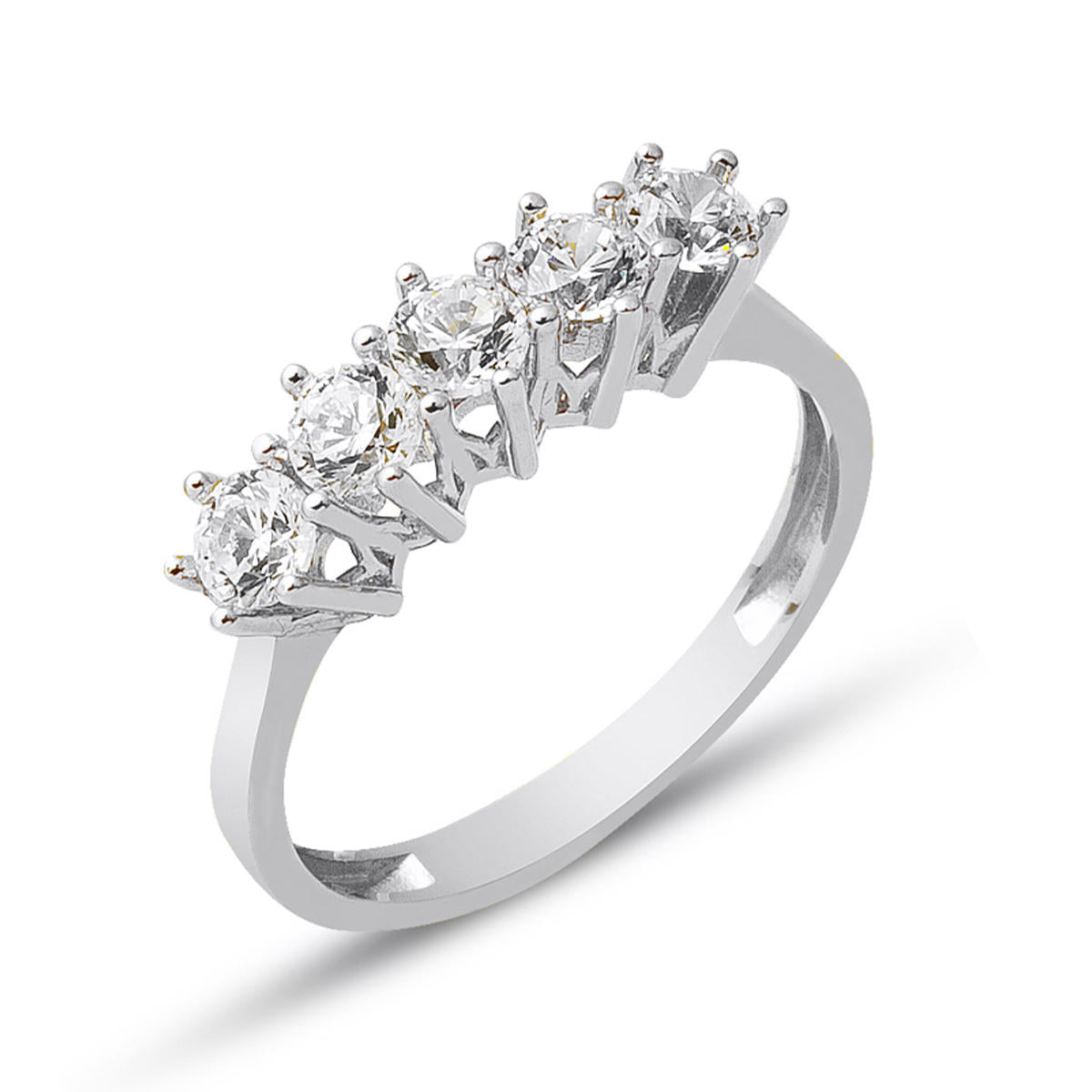 14 Karat White Gold Five-Stone Ring