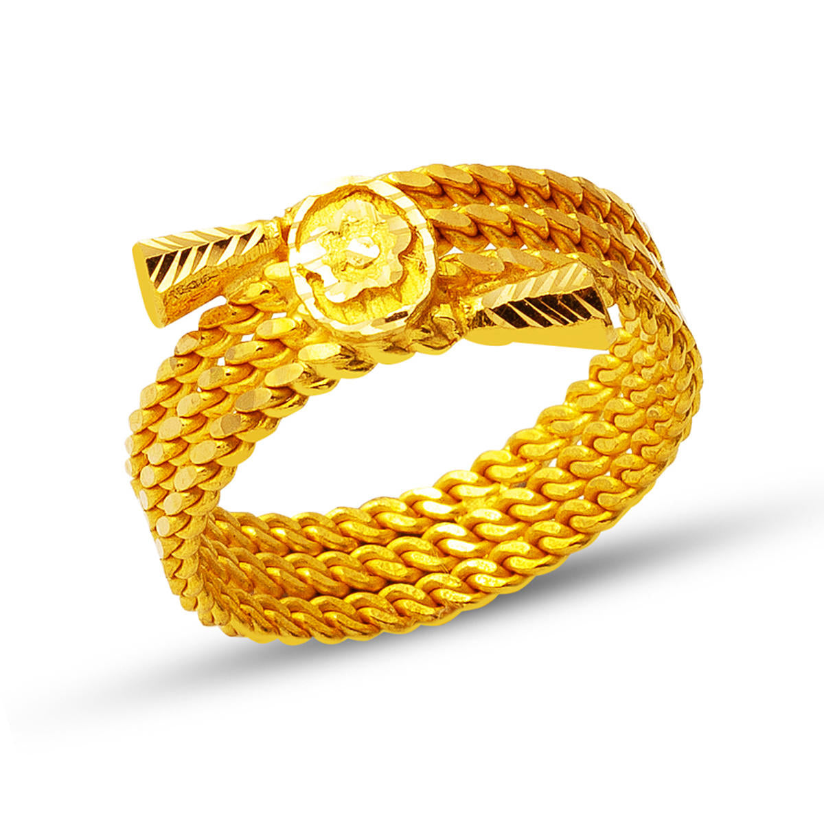 Three-piece Twisted 22 Karat Gold Kaşlı Ring