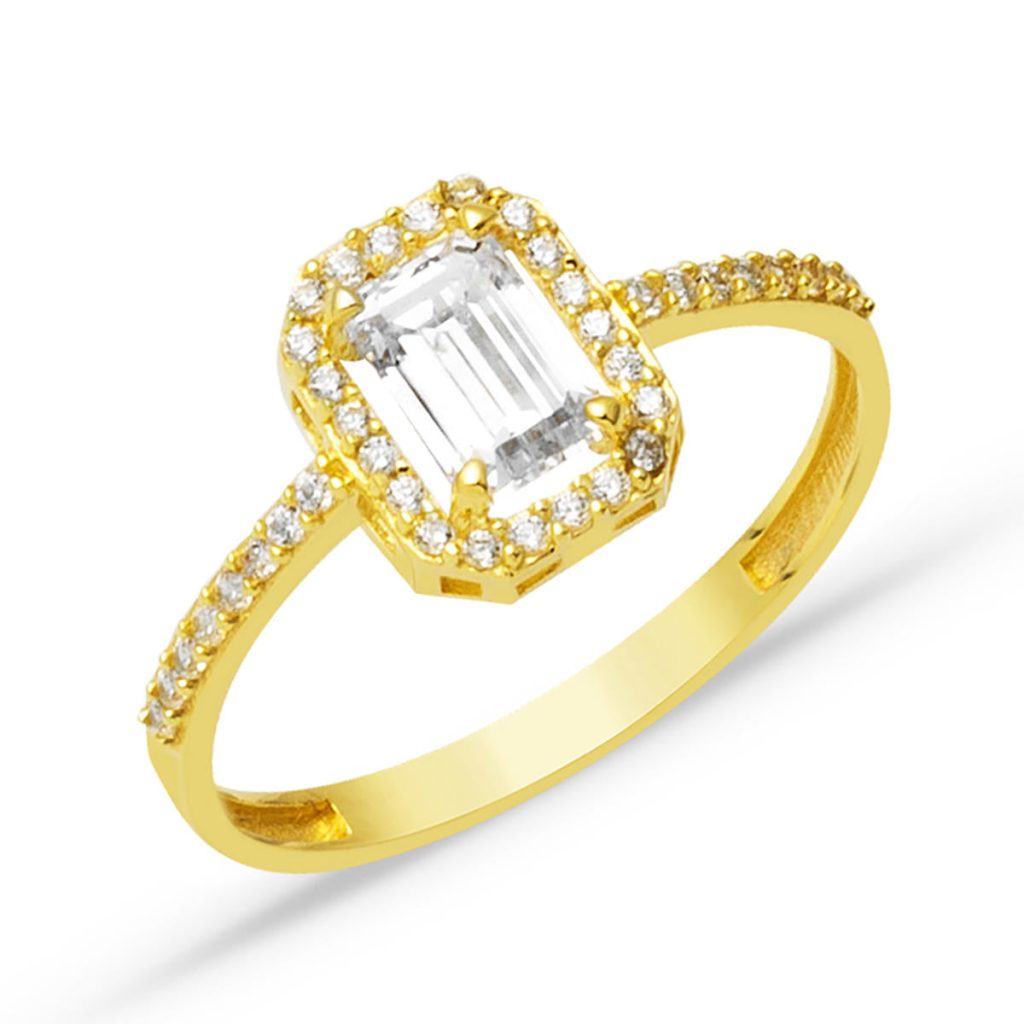 Jaune Or Baguette Design Bague