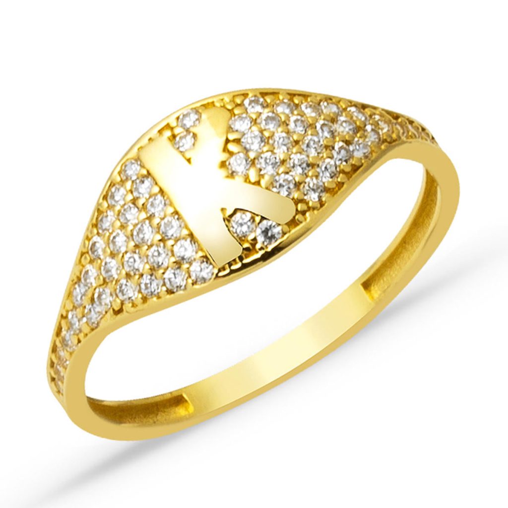 K Lettrei 14 Carats Or Bague
