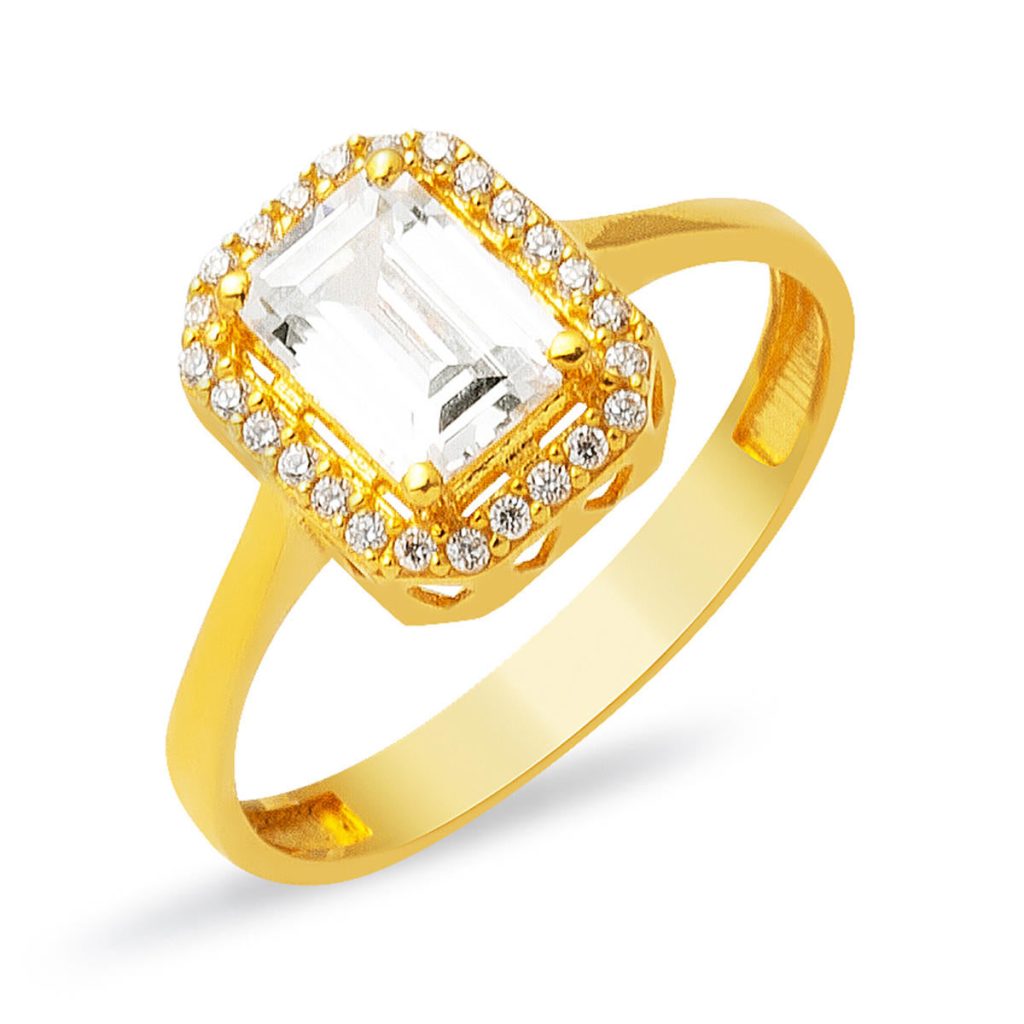 Heart 22 Karat Baguette with Stones Gold Ring