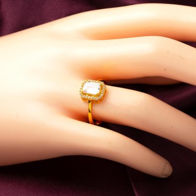 Heart 22K Baguette with Stones Gold Ring - 22K - 2.47g - EZ Gold