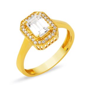 Baguette with Stones 22 Karat Gold Ring