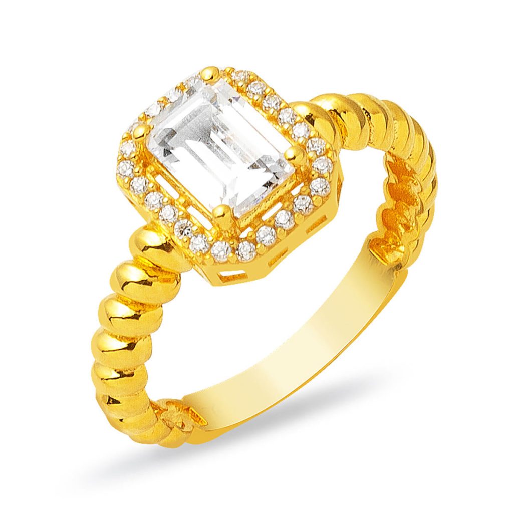 22 Carats Baguette avec Pierres Or Bague