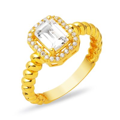 22K Baguette with Stones Gold Ring