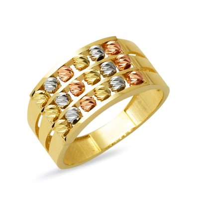 Üç Row Doric Beaded Gold Ring