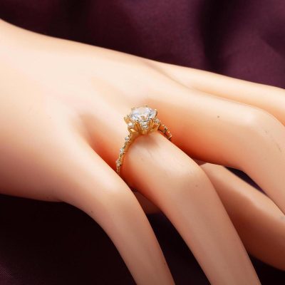 Hanımeli 14 Ayar Tektaş Altın Yüzük - 14K - 2.45g - EZ Gold