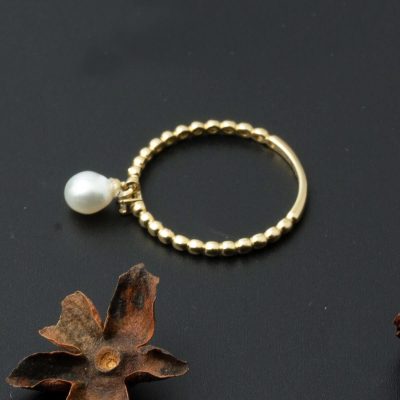 Tropez Baguette with Stones with Pearls Gold Ring - 14K - 1.3g - EZ Gold