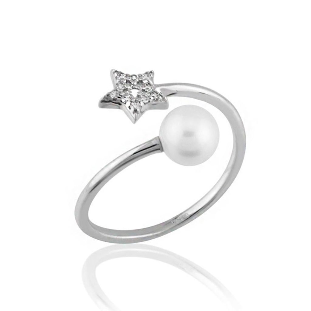 Star de Perles Blanc Or Bague