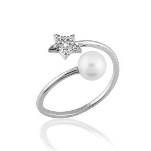 Star Pearl White Gold Ring