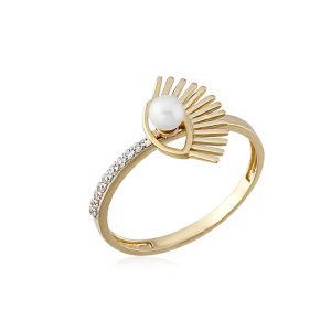 Gioia Pearl Göz Gold Ring
