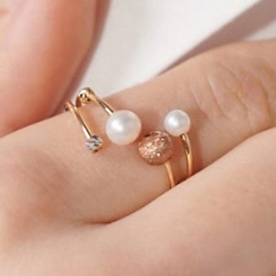 Estetica İncili Altın Yüzük - 14K - 2g - EZ Gold