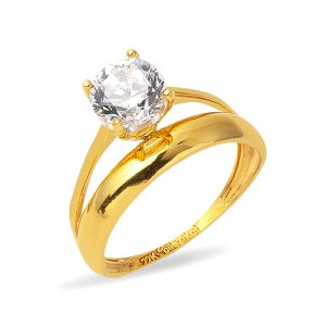 Classic with Wedding Band 22 Karat Gold Solitaire Ring