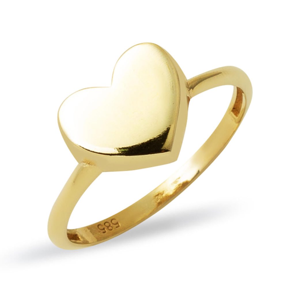with Heart Gold Serçe Parmak Yüzüğü