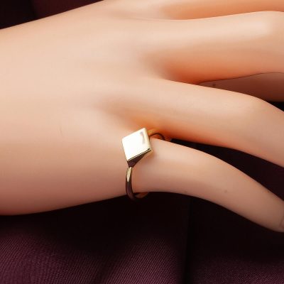 Square Altın Serçe Parmak Yüzüğü - 14K - 2.29g - EZ Gold
