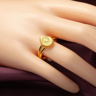 Goutte avec Monogramme sans Pierre Or Bague - 14K - 2.04g - EZ Gold