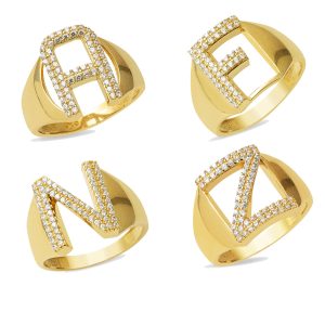 Letter Gold Ring (Bütün Letterler Üretilir)