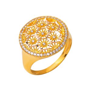 Fleur de Vie avec Étoiles Or Bague