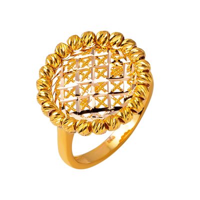 Tree of Life Beaded Gold Ring