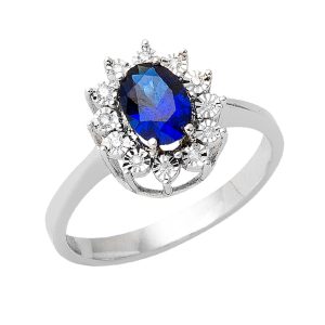 0,89 ct Sapphire & 0,05 ct Diamondlı Ring