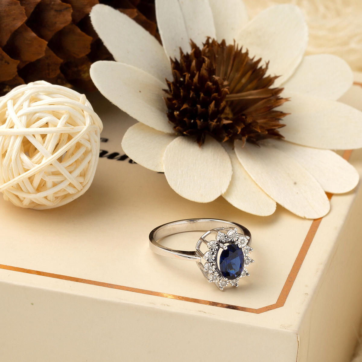 0,89 ct Safir & 0,05 ct Pırlantalı Yüzük - Görsel 3