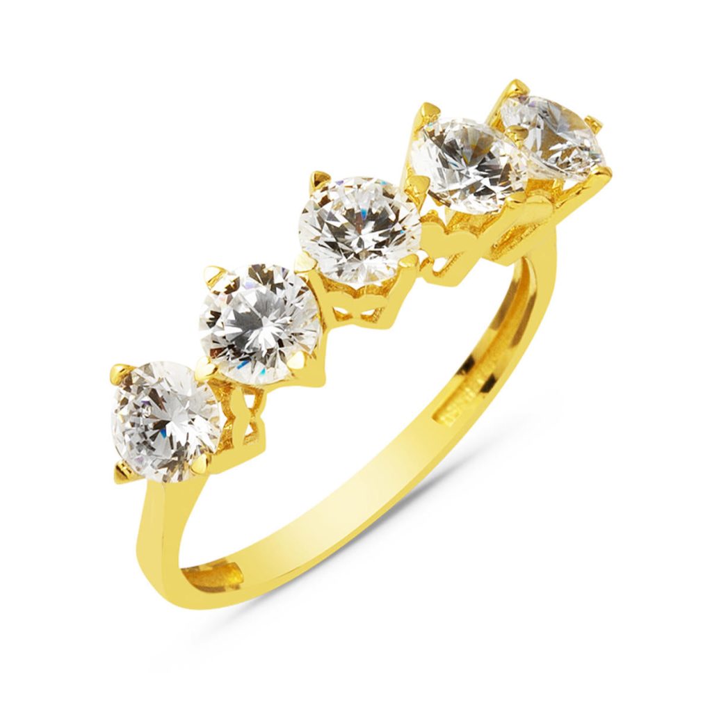 Polaris 14 Karat Five-Stone Gold Ring