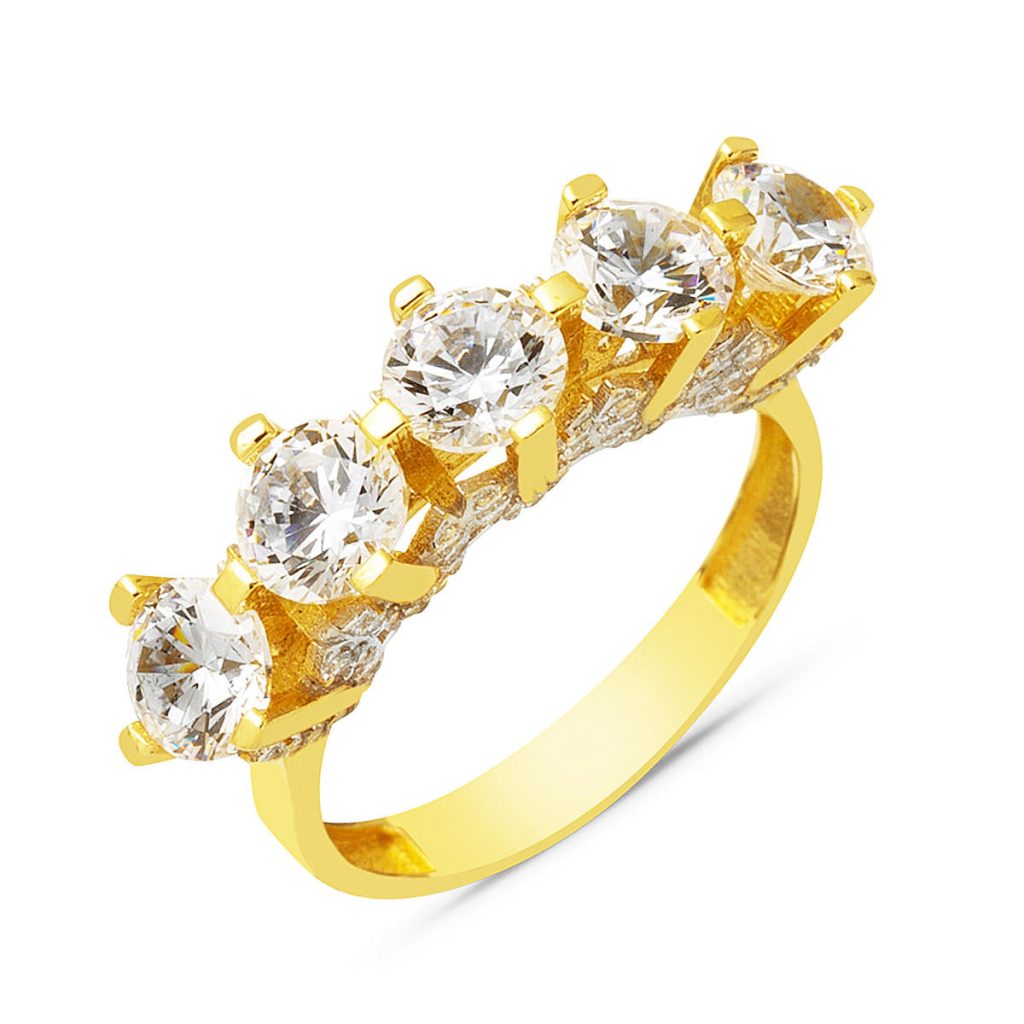 Vega 14 Carats Cinq Pierres Or Bague