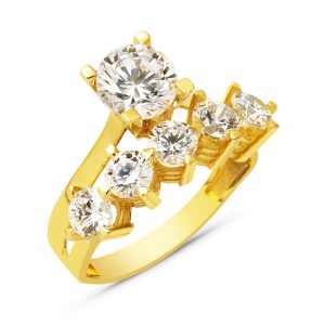 Solitairelı Cinq Pierres 14 Carats Or Bague