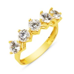 Sirius 14 Carats Cinq Pierres Or Bague