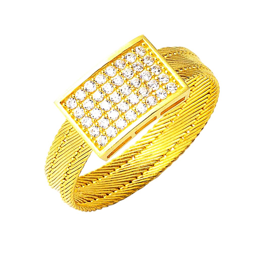 Trabzon Mesh 3 Row Gold Ring