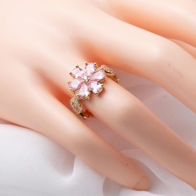 Rose avec Pierres Fleur Or Bague - 14K - 4g - EZ Gold