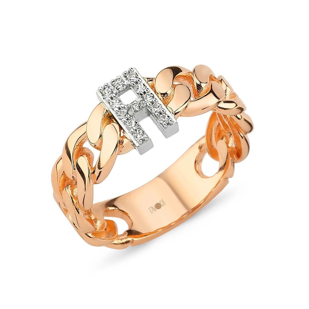 Letter Rose Gold Ring (Bütün Letterler Üretilir)