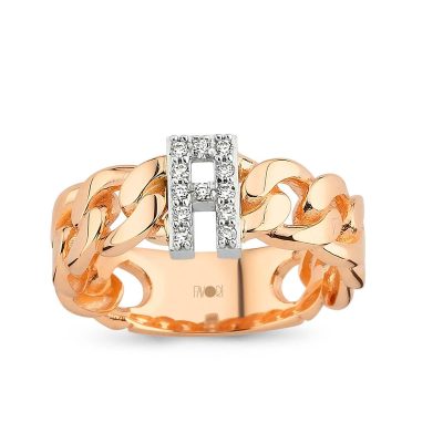 Harf Rose Altın Yüzük (Bütün Harfler Üretilir) - 14K - 4.5g - EZ Gold