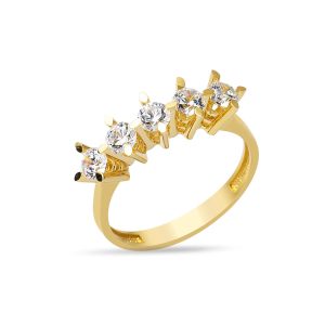 Cinq Pierres 14 Carats Or Bague
