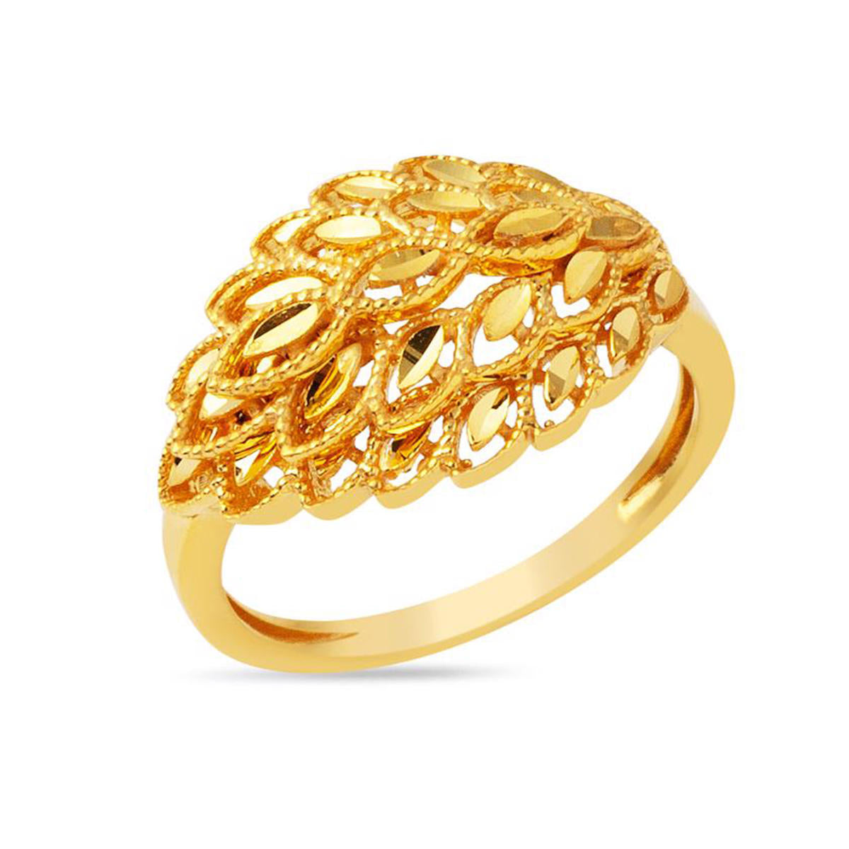Feuille 22 Carats Or Bague
