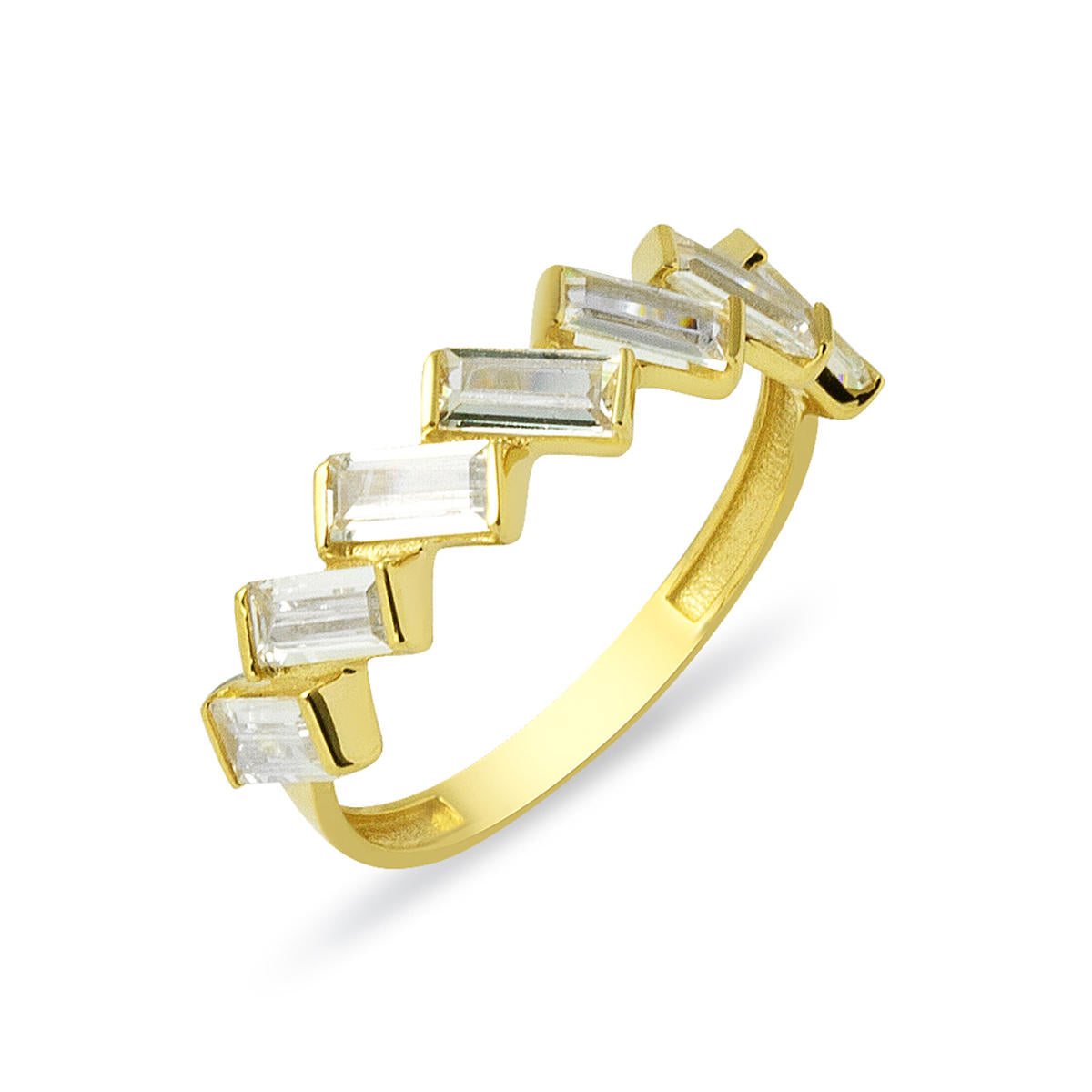 7 Baguette with Stones 14 Karat Gold Ring
