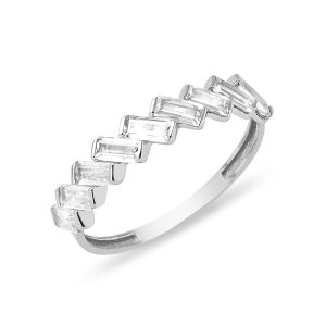 9 Baguette with Stones White Gold Ring