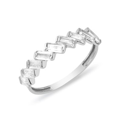 9 Baguette with Stones White Gold Ring