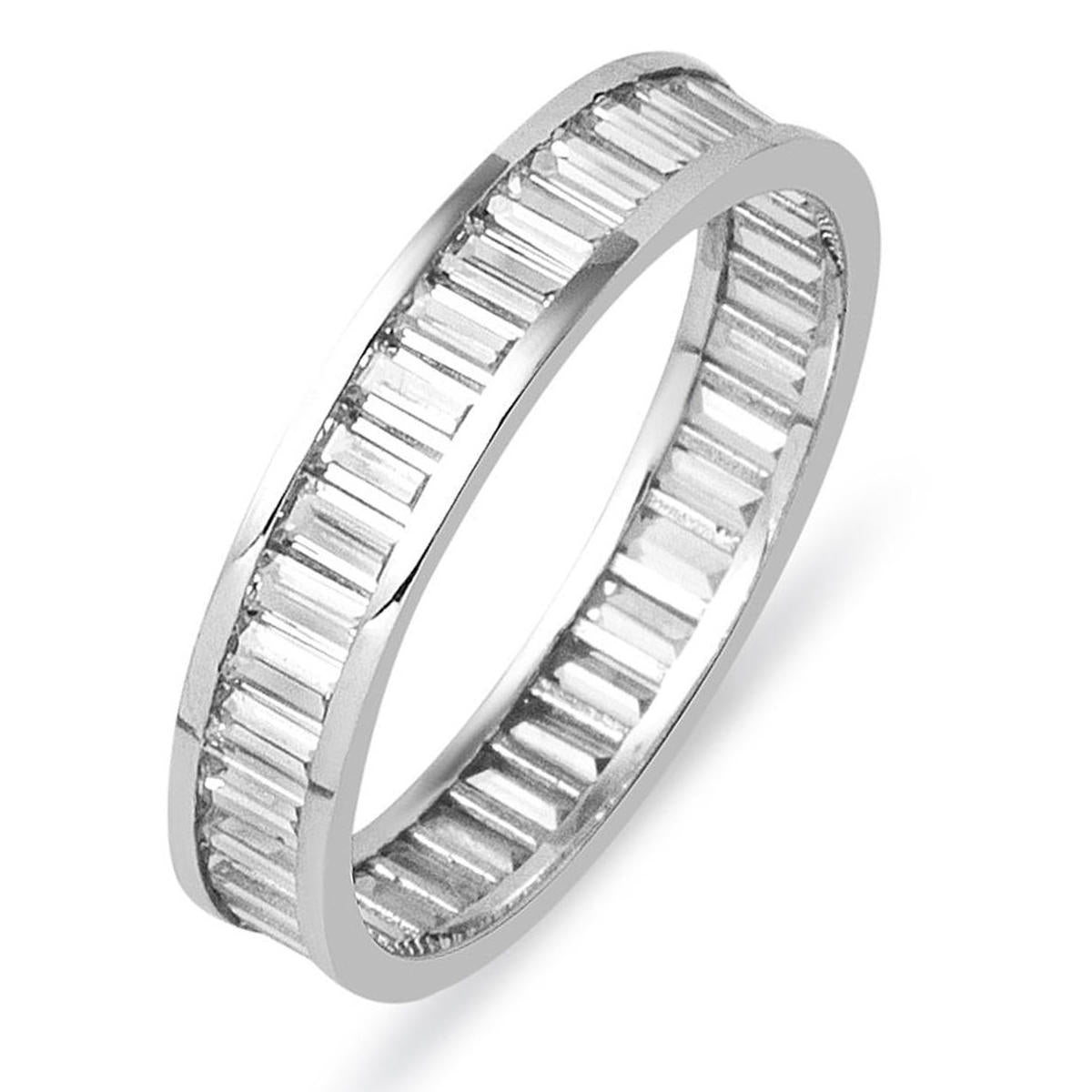 Eternite Baguette avec Pierres Blanc Or Bague