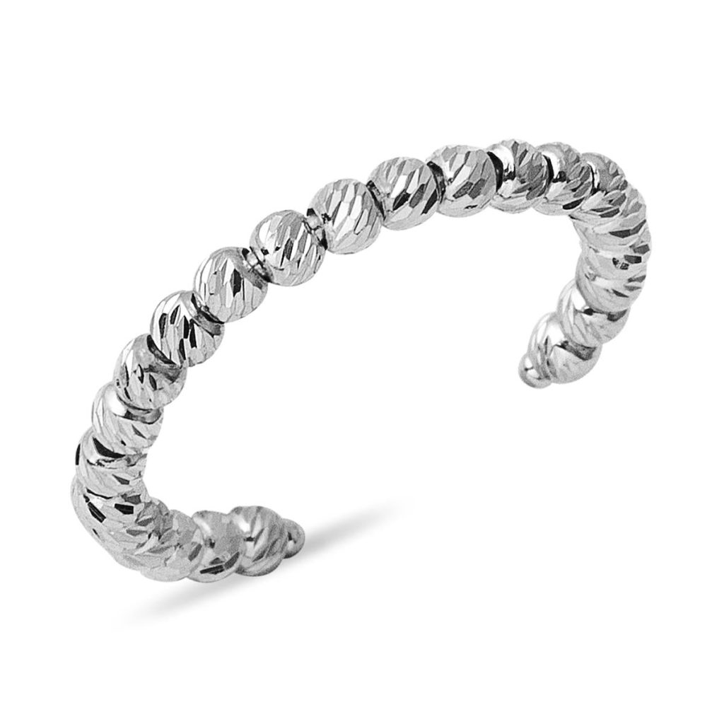 White Beaded 14 Karat Gold Ring