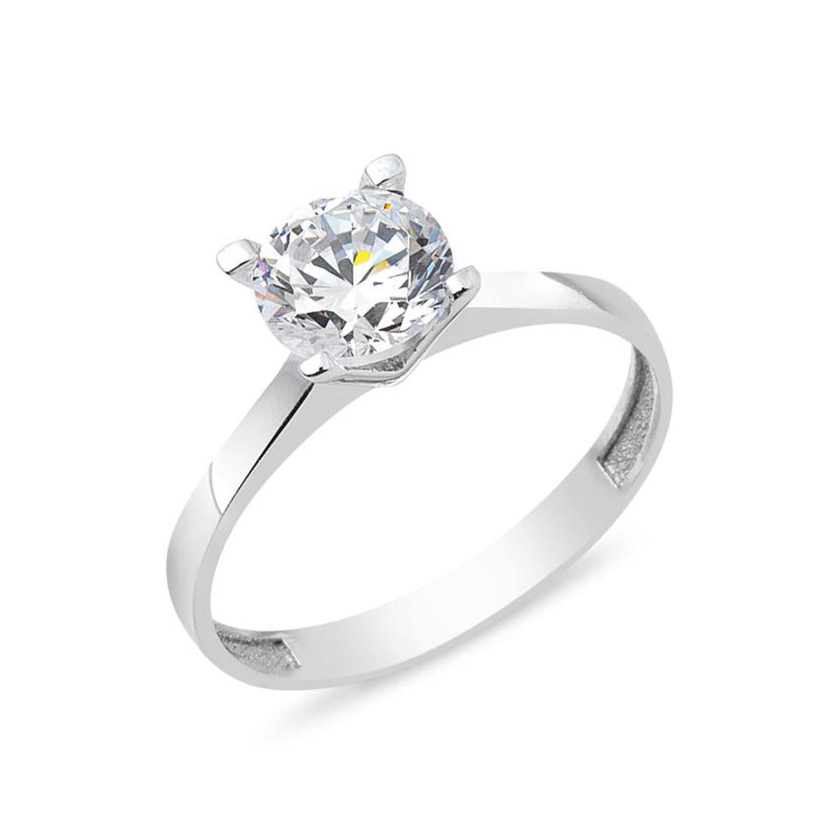 Solitaire 14 Carats Blanc Or Bague