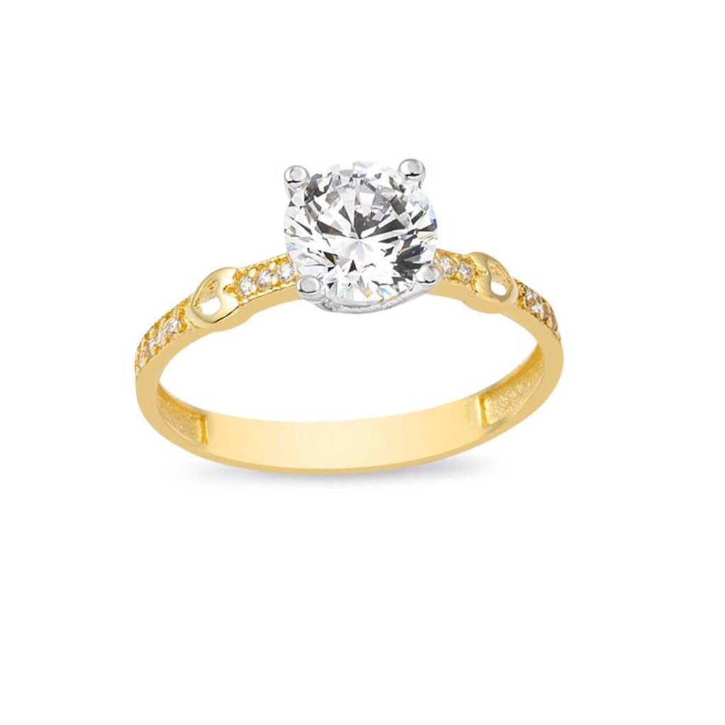 with Heart Solitaire 14 Karat Gold Ring